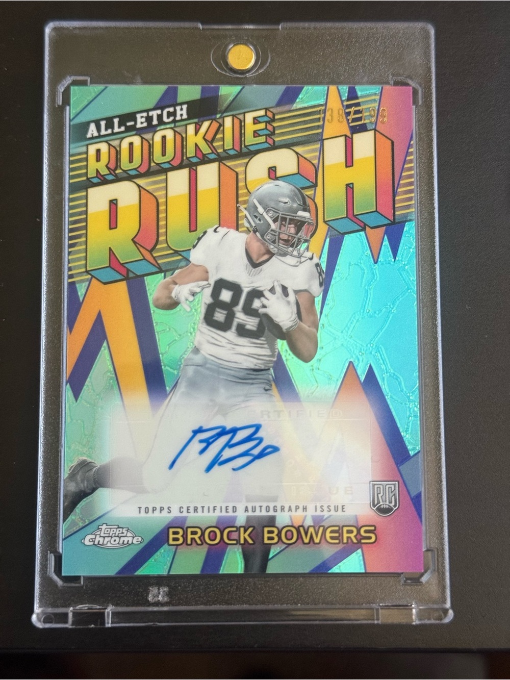 2024 Topps Chrome All Etch RC Rush Autographs Brock Bowers Aqua Refractor /199
